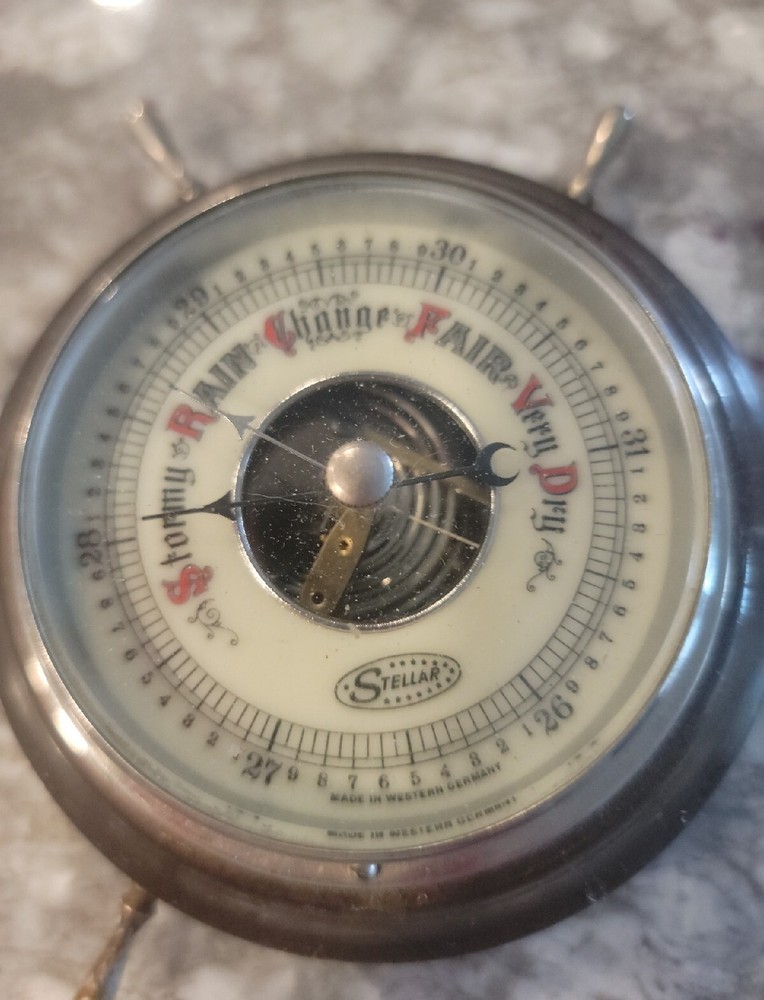 Vintage Small Stellar Barometer Ships Wheel 4"