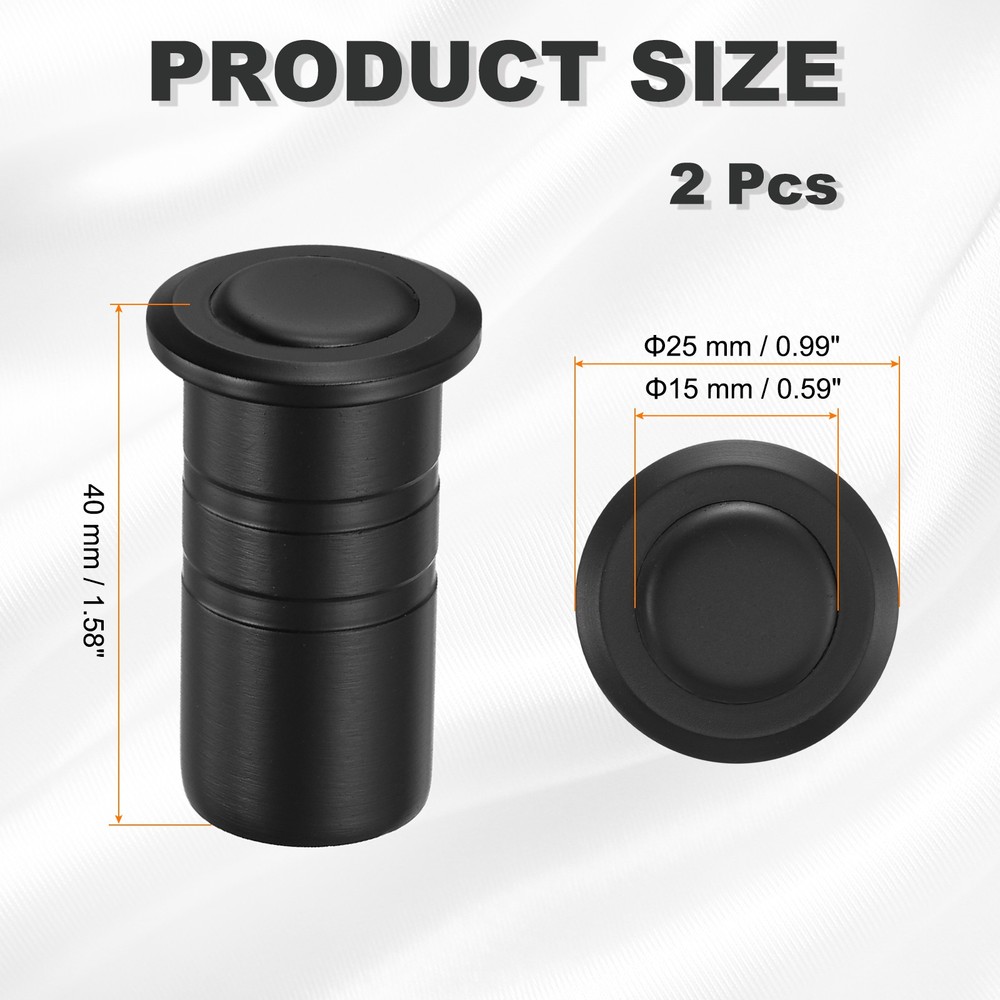 2PCS 0.59" Door Latch Dust Protector, Dust-Proof Sliding Lock Insert, Black