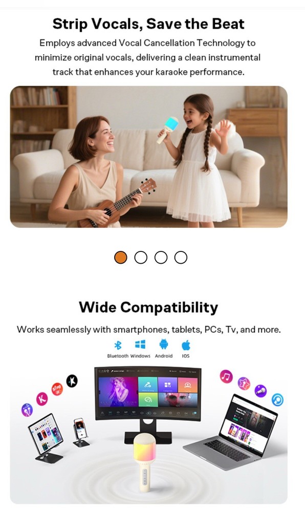 Wireless Bluetooth Karaoke Microphone with Dynamic Lights