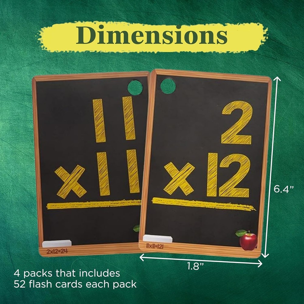 Interactive Math Flash Cards Set - 208 Cards for Addition, Subtraction, Division