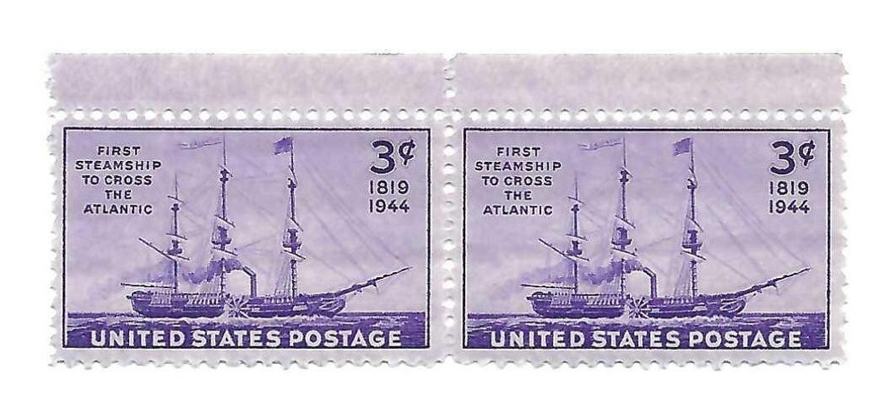 STAMP US SCOTT 923 "S. S. Savannah" 3CENT 1944 MNH HORIZONTAL PAIR