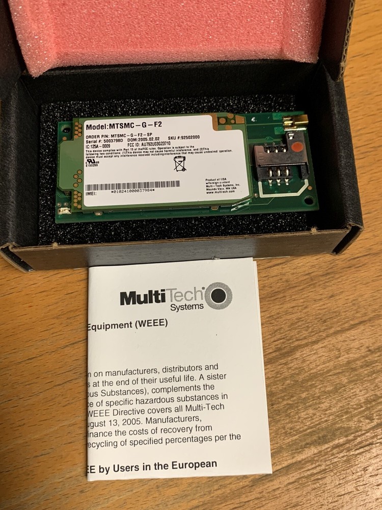 MULTI TECH SYSTEMS MTSCM-G-F2 SOCKETMODEM 850/1900 MHz GPRS CLASS 10
