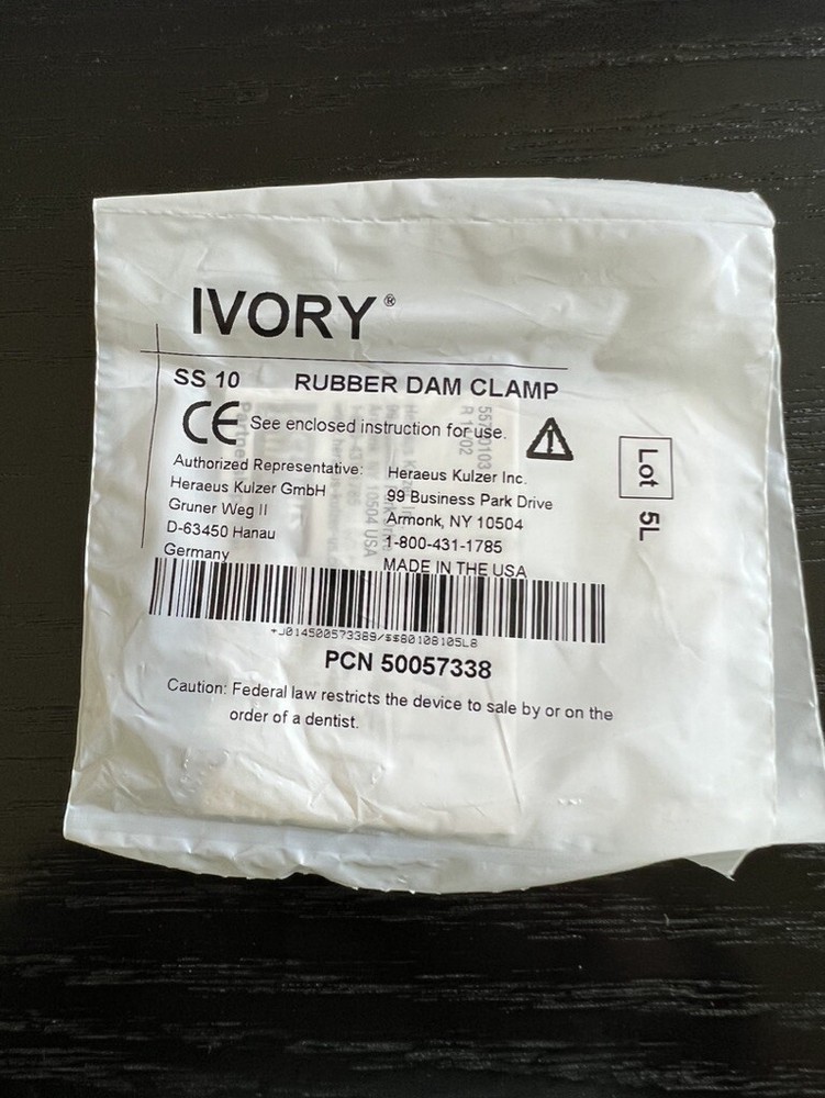 Ivory Rubber Dam Clamp Winged Size 10