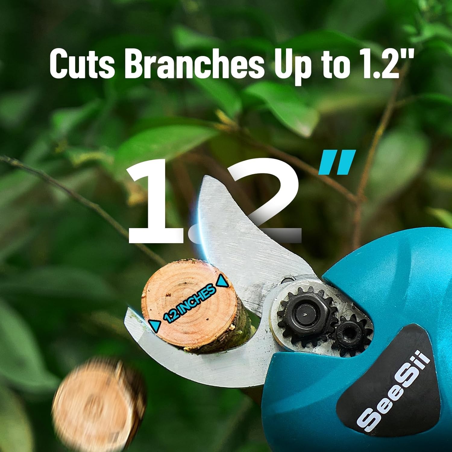 Seesii 2 in 1 Cordless Electric Pole Pruning Shear 15FT Reach 2x4000mAh Battery