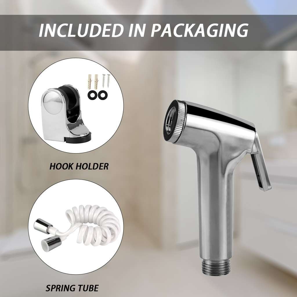 Toilet Shattaf Adapter Hose Bidet Spray Stainless Steel Handheld Shower Head