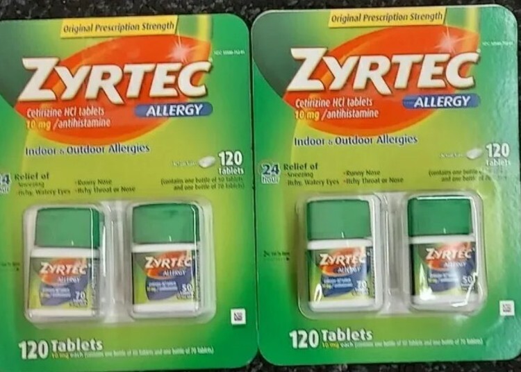 Zyrtec 120 Tablets LOT OF 2 total 240 ct exp date /2027