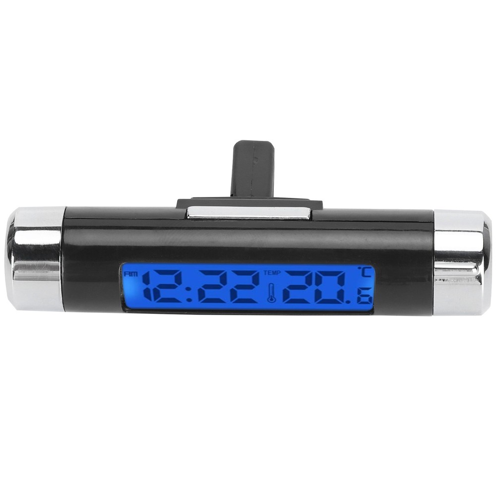 2 In 1 Electronic Clock Thermometer Portable Car Time Temperature Display Use