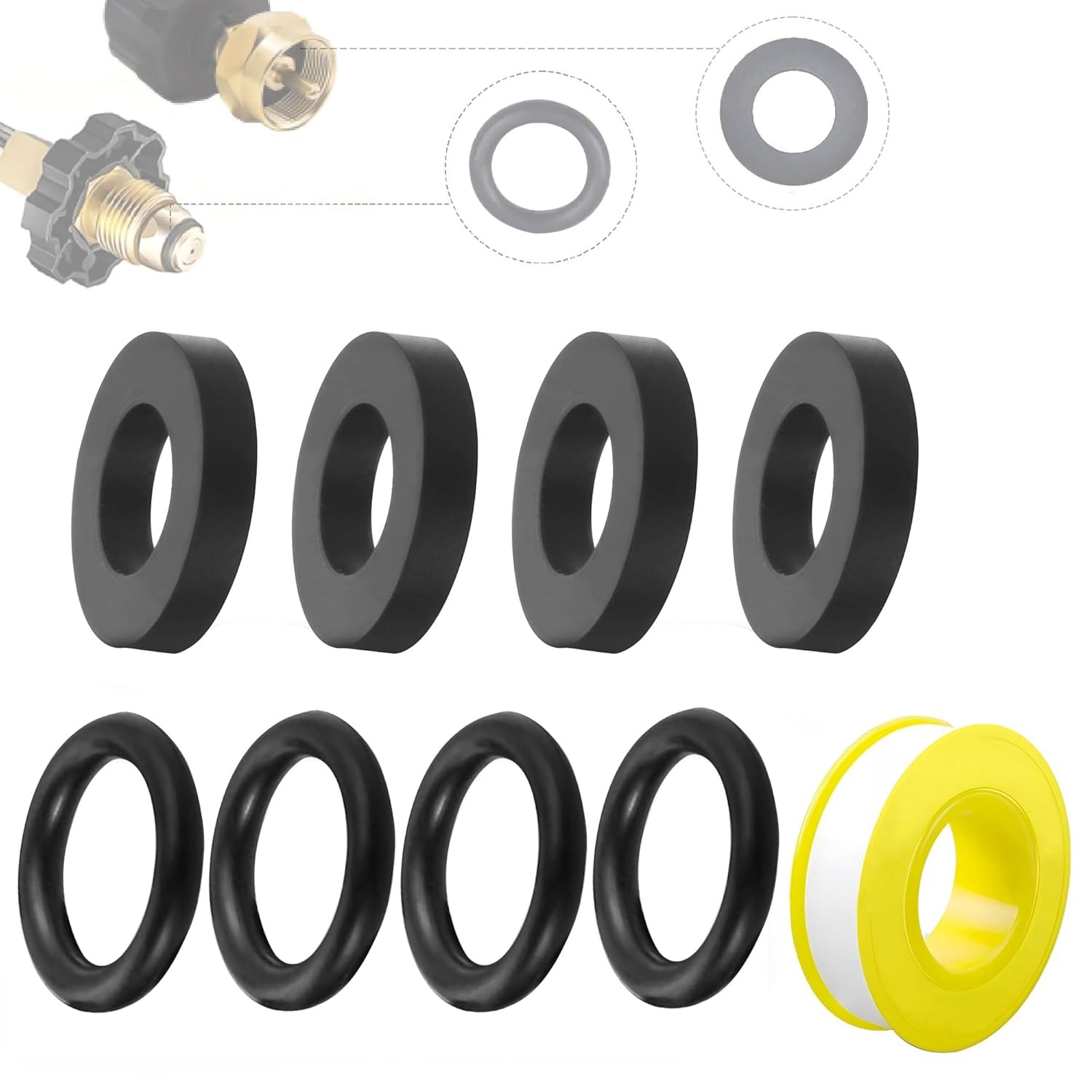 15Pcs Propane Tank Gasket and O-Rings for Soft Nose P.O.L. Black