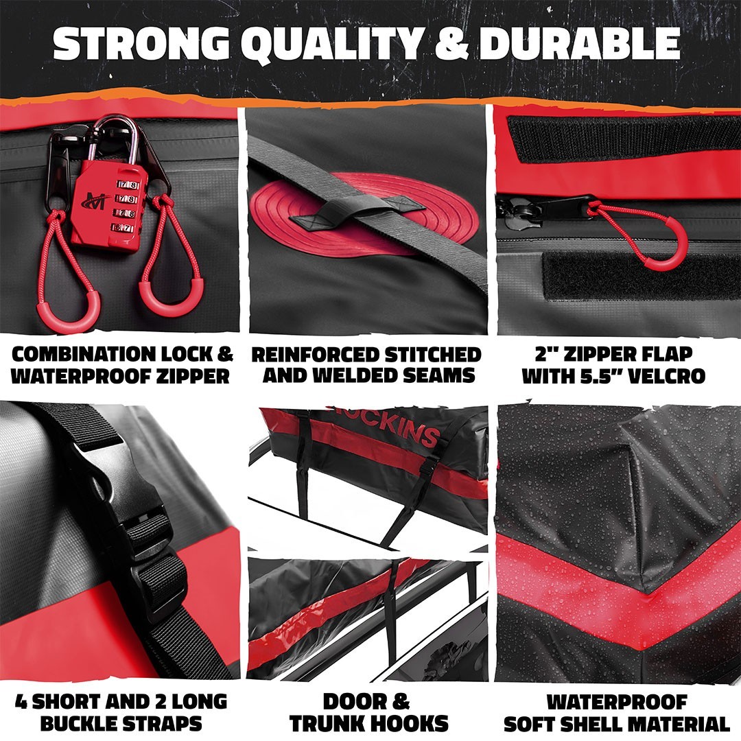Mockins 45 Cu Ft. Red Waterproof Roof Cargo Bag (75"x 48"x 22")