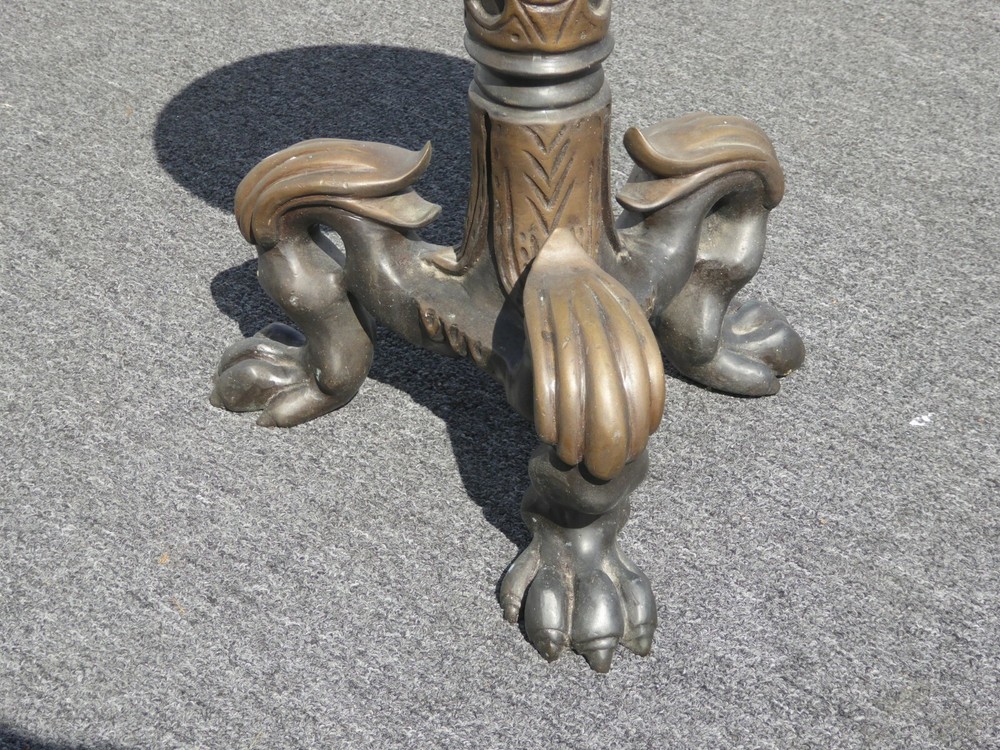 Vintage Solid Bronze Oriental Asian Foo Dog Claw Feet Stool