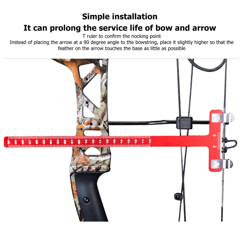 (Red)Bow String Nocking Points Pliers Set T Ruler Nocking Buckle Pliers Kit AN