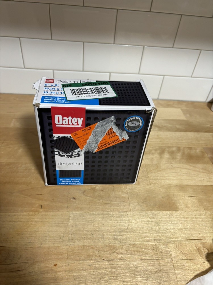 Oatey Designline Shower Drain w/ Square Pattern Drain 6"x6" MISSING ONE PART