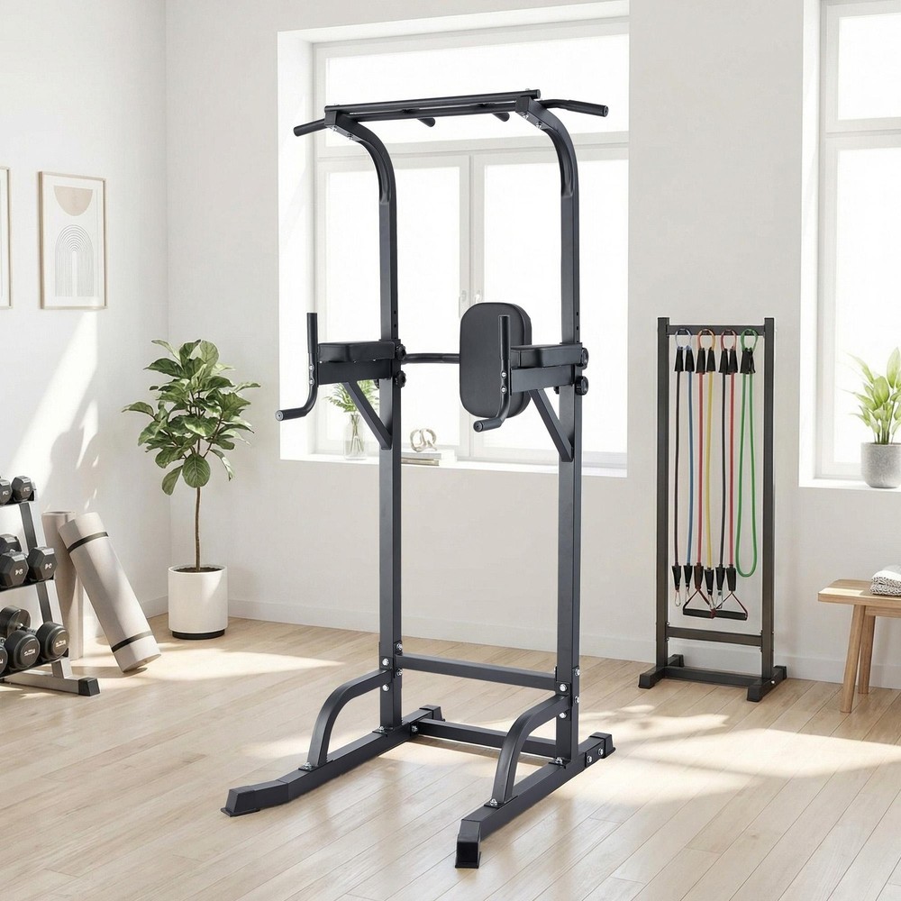 Adjustable Power Tower Pull Up Bar Dip Station Multi-Function Home Gym Workout