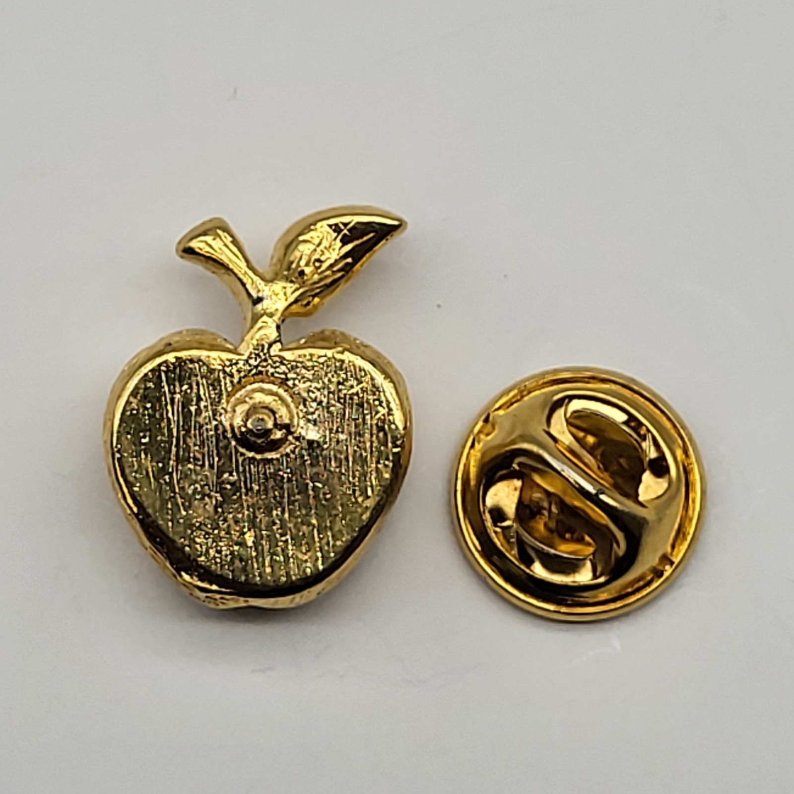 Fab vintage Apple Tie tack lapel pin enamel rhinestone teacher fruit
