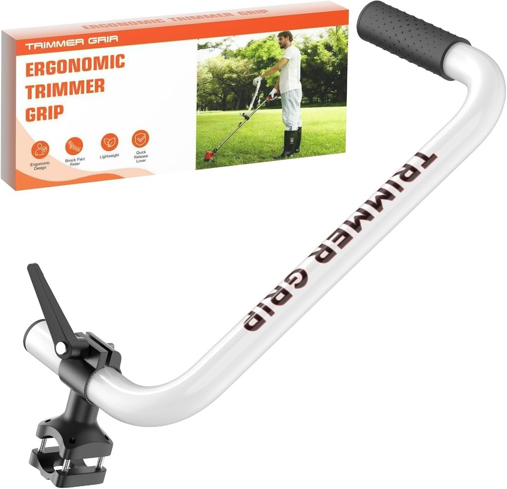 Ergonomic Weed Eater Handle Extension, Universal String Trimmer Silver
