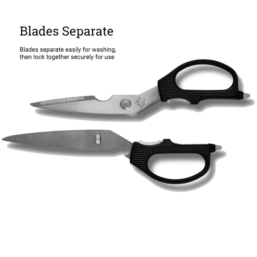 Shun Multi Purpose Kitchen Shears with Nutcracker Jar Opener and Screwdriver ...