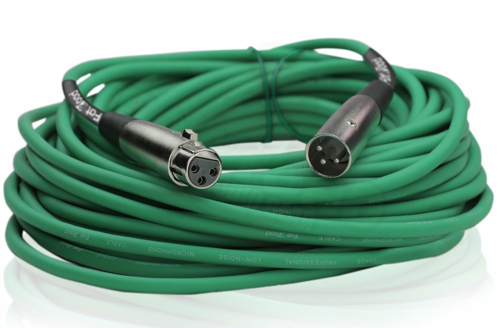 XLR Microphone Cables (2 Pack) by FAT TOAD | 50ft Pro Audio Green Mic Cord Patch