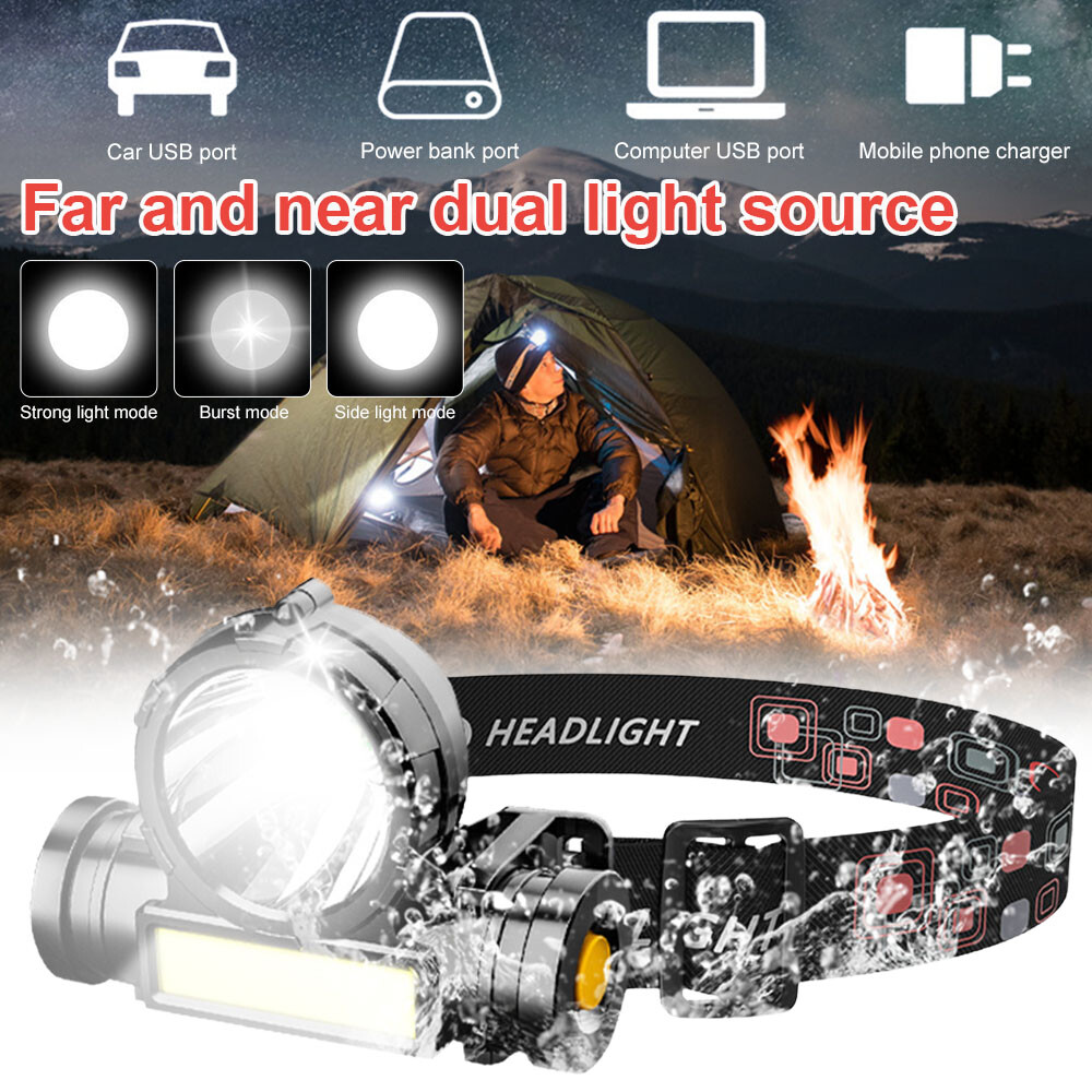 Led Headlamp Flashlight Rechargeable Headlamp Headlight For Running Camping