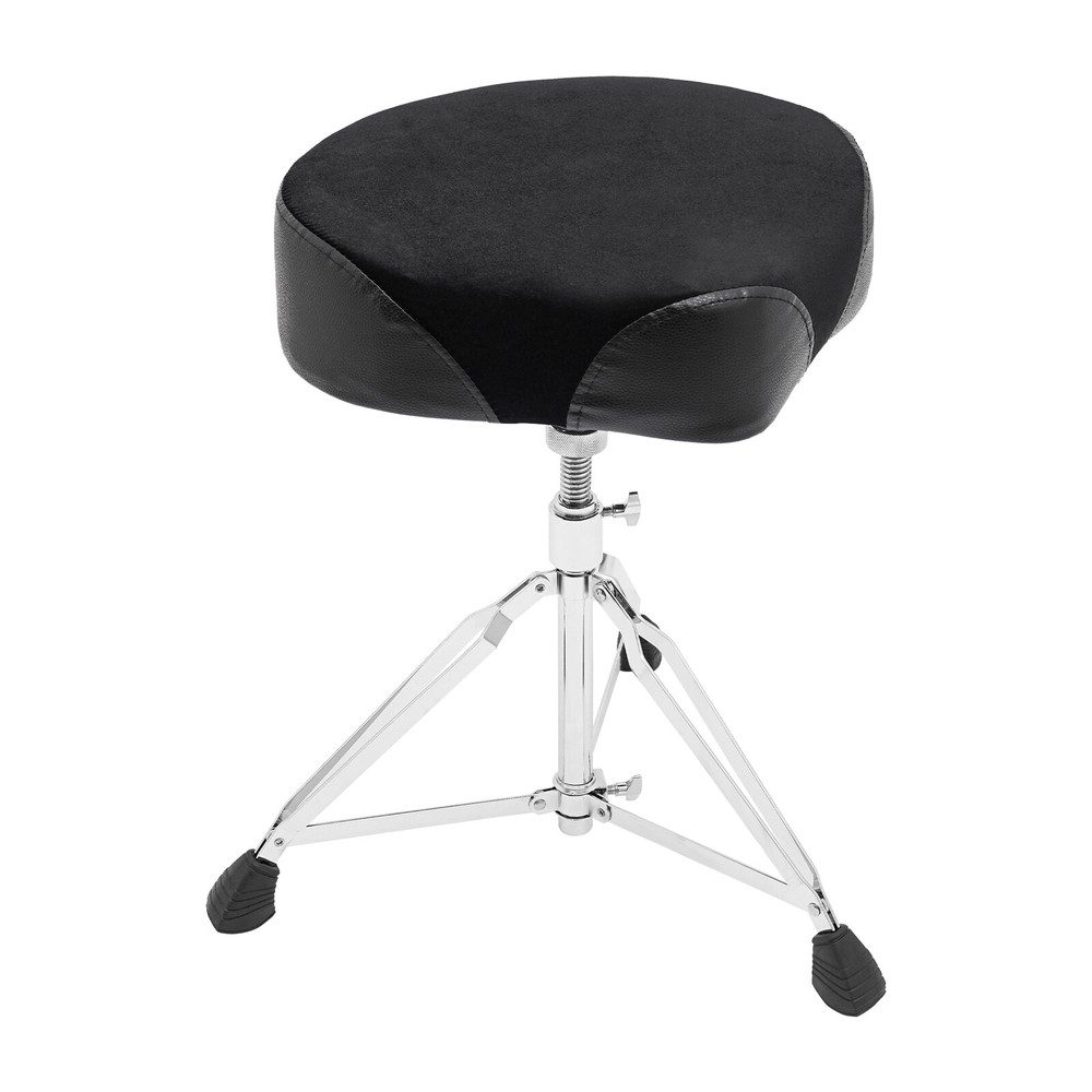 Adjustable Black Drum Stool with Thick Padded Seat for Comfort