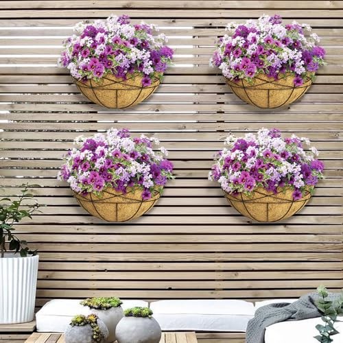 4 Pack Window Boxes Planters Railing Planter Box with Coco Liners Deck 14 Inch