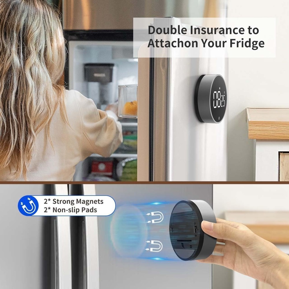Large LED Digital Kitchen Timer - Magnetic, Adjustable Volume, Easy Use for All