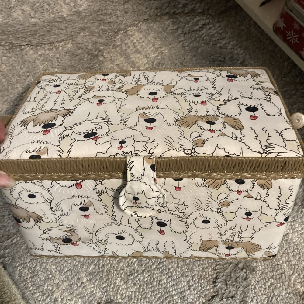SEWING BASKET Dogs Design Medium Size Sewing Box
