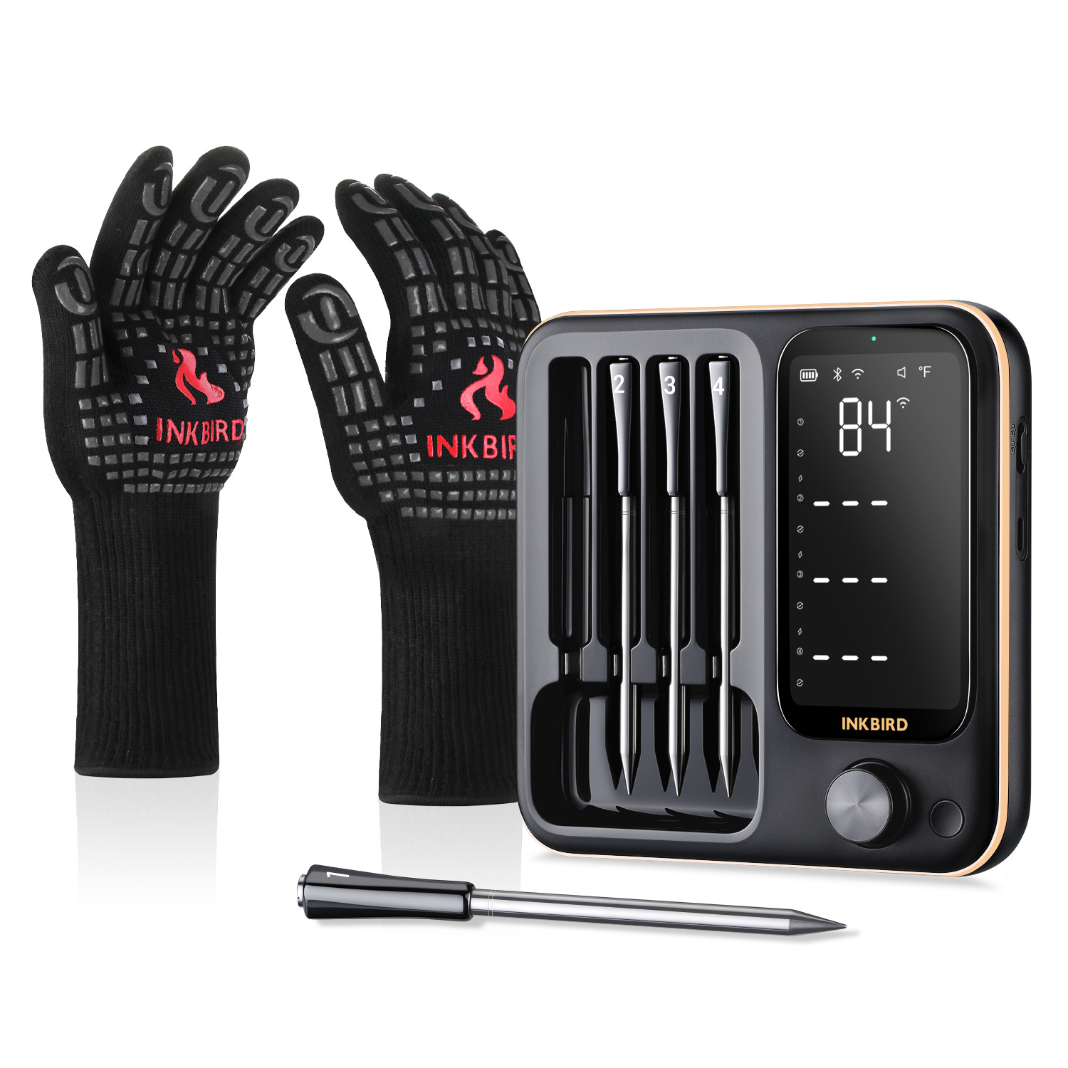 Inkbird 4-Probe Wireless Meat Thermometer BBQ Gloves Three-Mode WiFi Bluetooth
