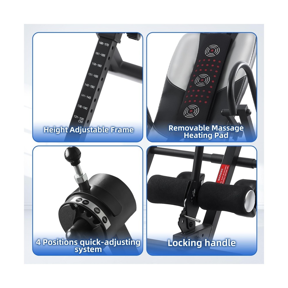Inversion Table,Advanced Heat and Massage Function,Strength Training Inversio...