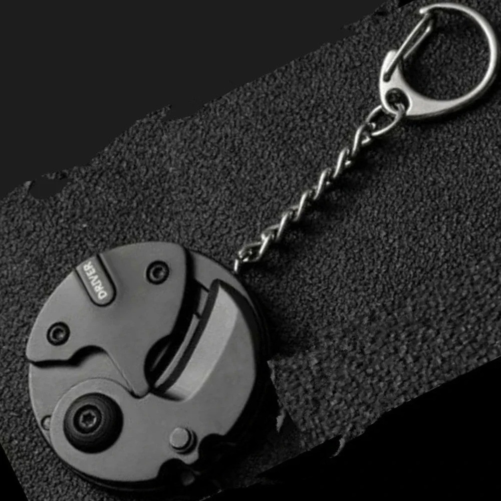 Multifunction Keychain Screwdriver Hex Coin Folding EDC Tool Mini Knife