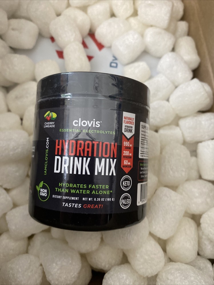 Clovis Essential Electrolytes HYDRATION DRINK MIX Cherry Limeade 30 Servings NEW