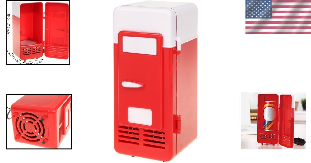 Versatile Mini USB Fridge with Cooling & Heating - Red Design for Office
