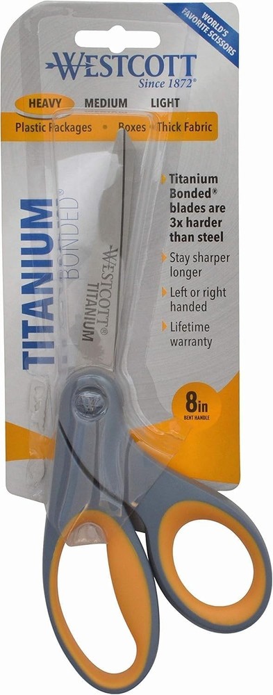 8" Bent Craft Scissors with Titanium-Bonded Blades for Precision Cutting