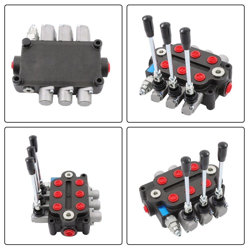 3 Spool 25 GPM Hydraulic Directional Control Valve Tractor Loader Double Acting