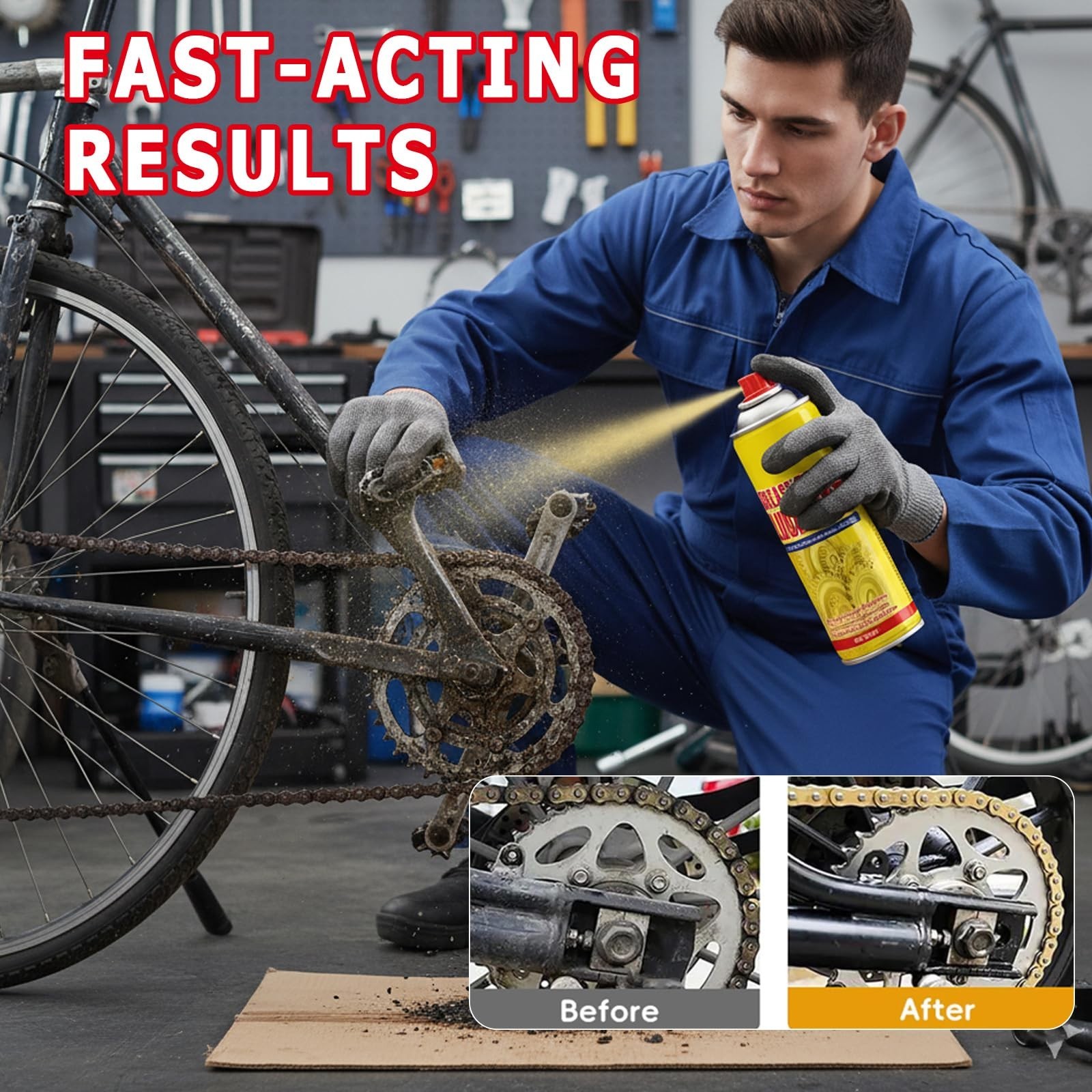 2-in-1 Rust Remover Anti-Rust Lubricant Spray for Metal Tools Vehicles 6.1oz