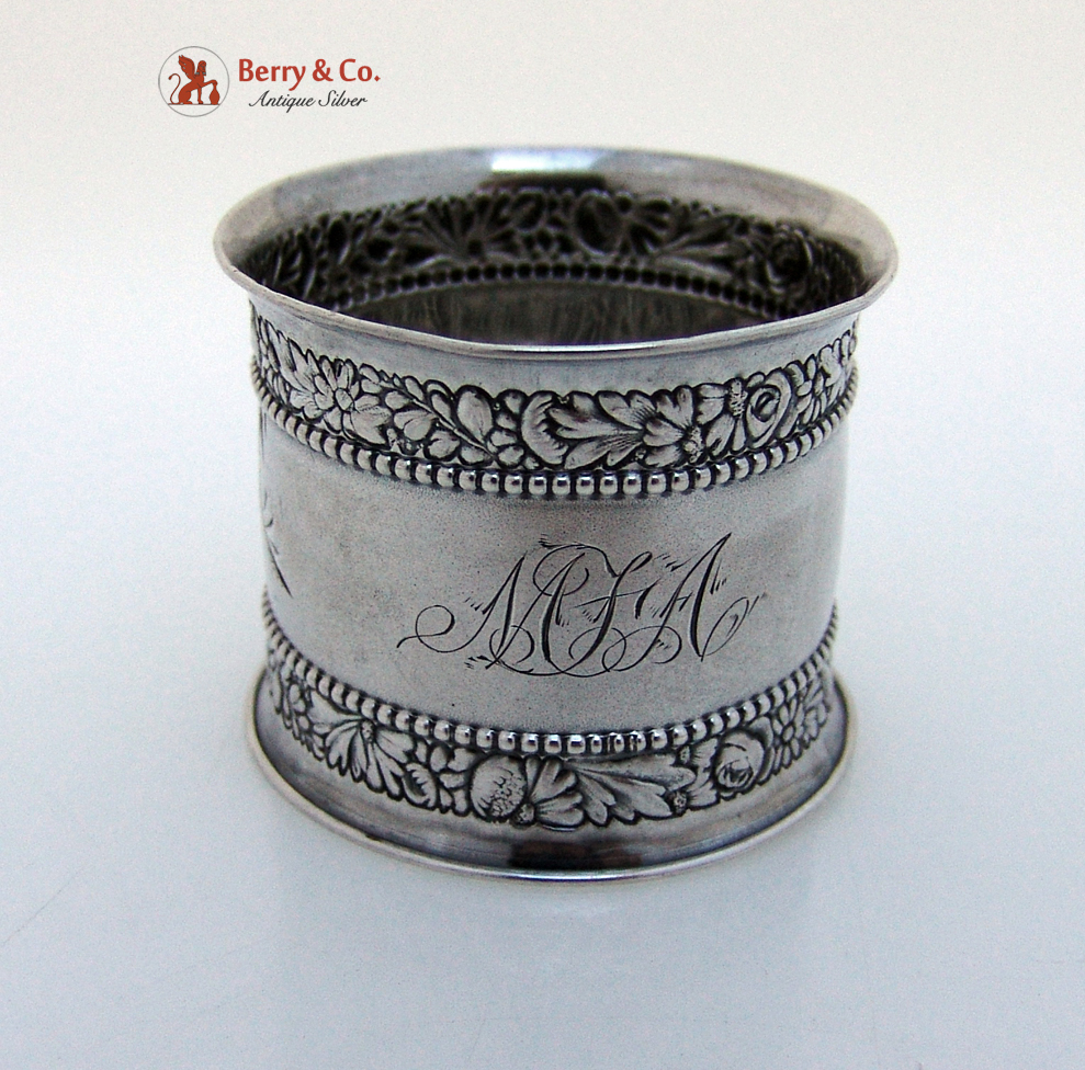 Aesthetic Beaded Napkin Ring Gorham Sterling Silver Mono MFA