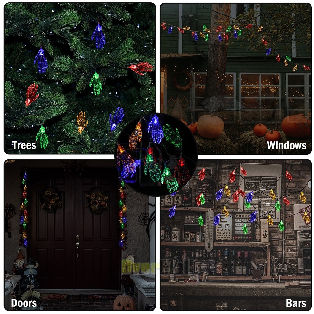 Waterproof LED String Lights: Skeleton & Ghost Battery-Powered Party Decor Lamp