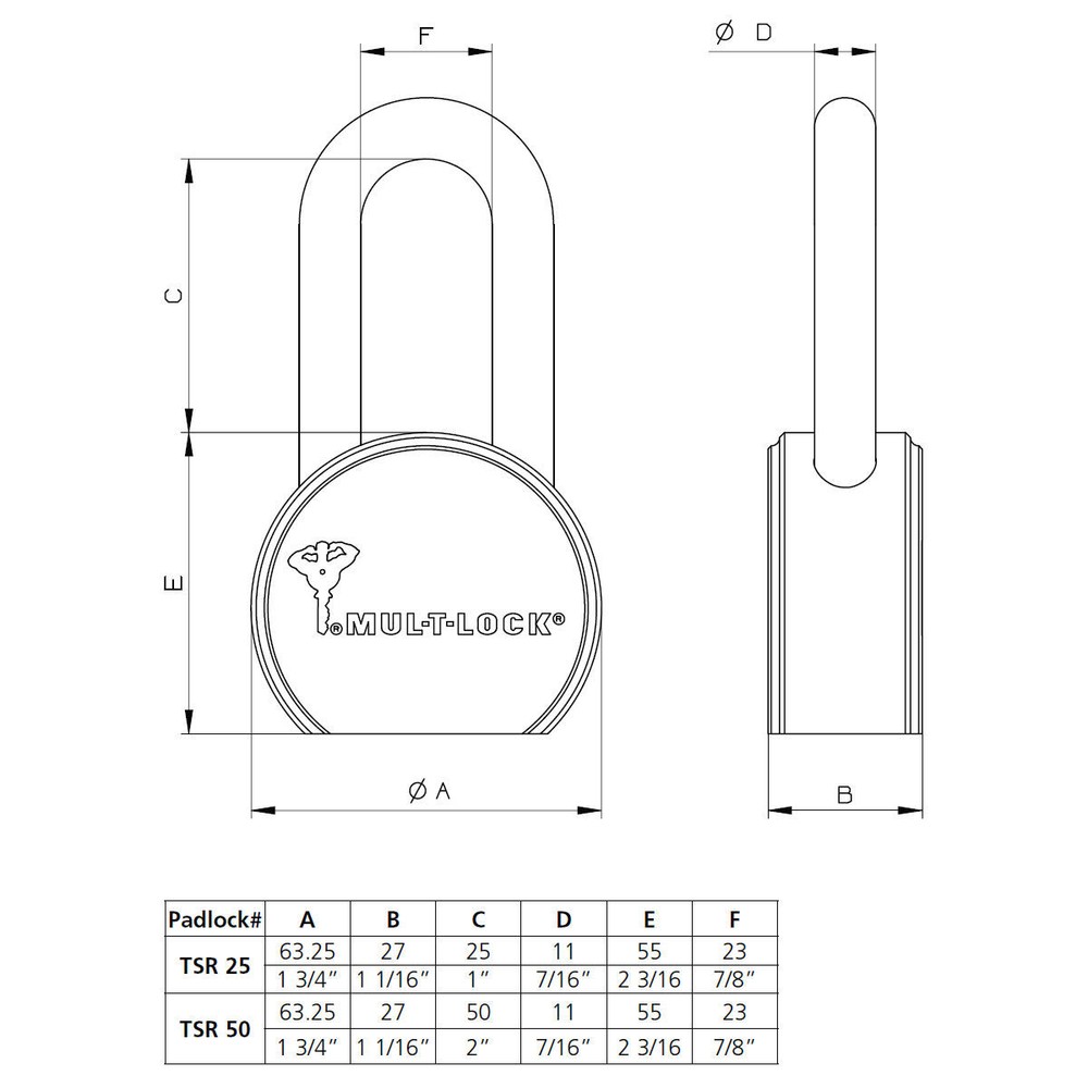 Mul-T-Lock 206SP-TSR50 Padlock, Interactive+
