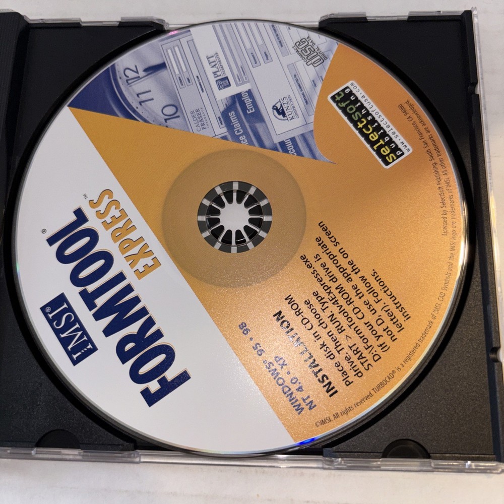 Form Tool Express Version 4 Software CD Rom Windows 95-98-XP Template/Form Build