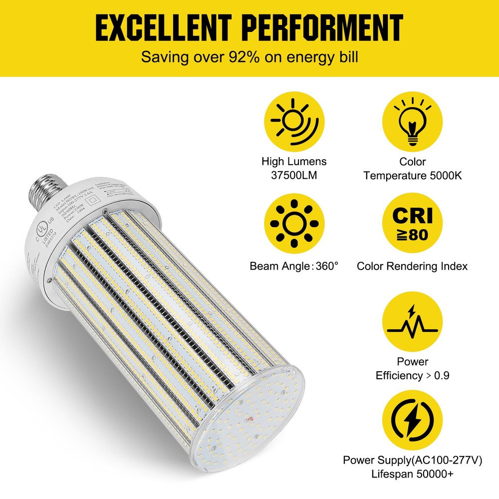 250W LED Corn Light Bulb E39 Mogul Base Bulbs Warehouse Workshop Lighting 5000K