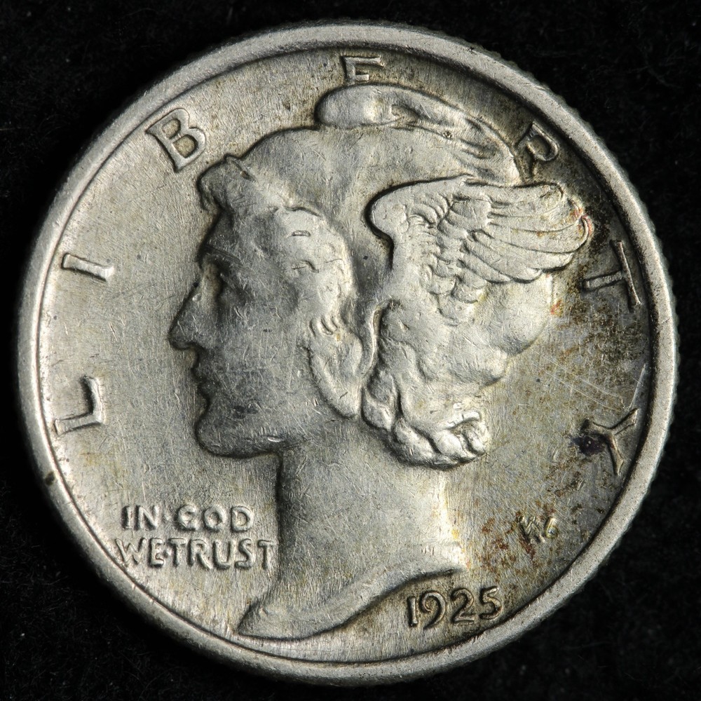 1925 Mercury Silver Dime AU E244 KUNN