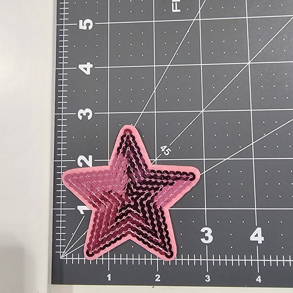 Sequin Pink Star - Embroidered Patch