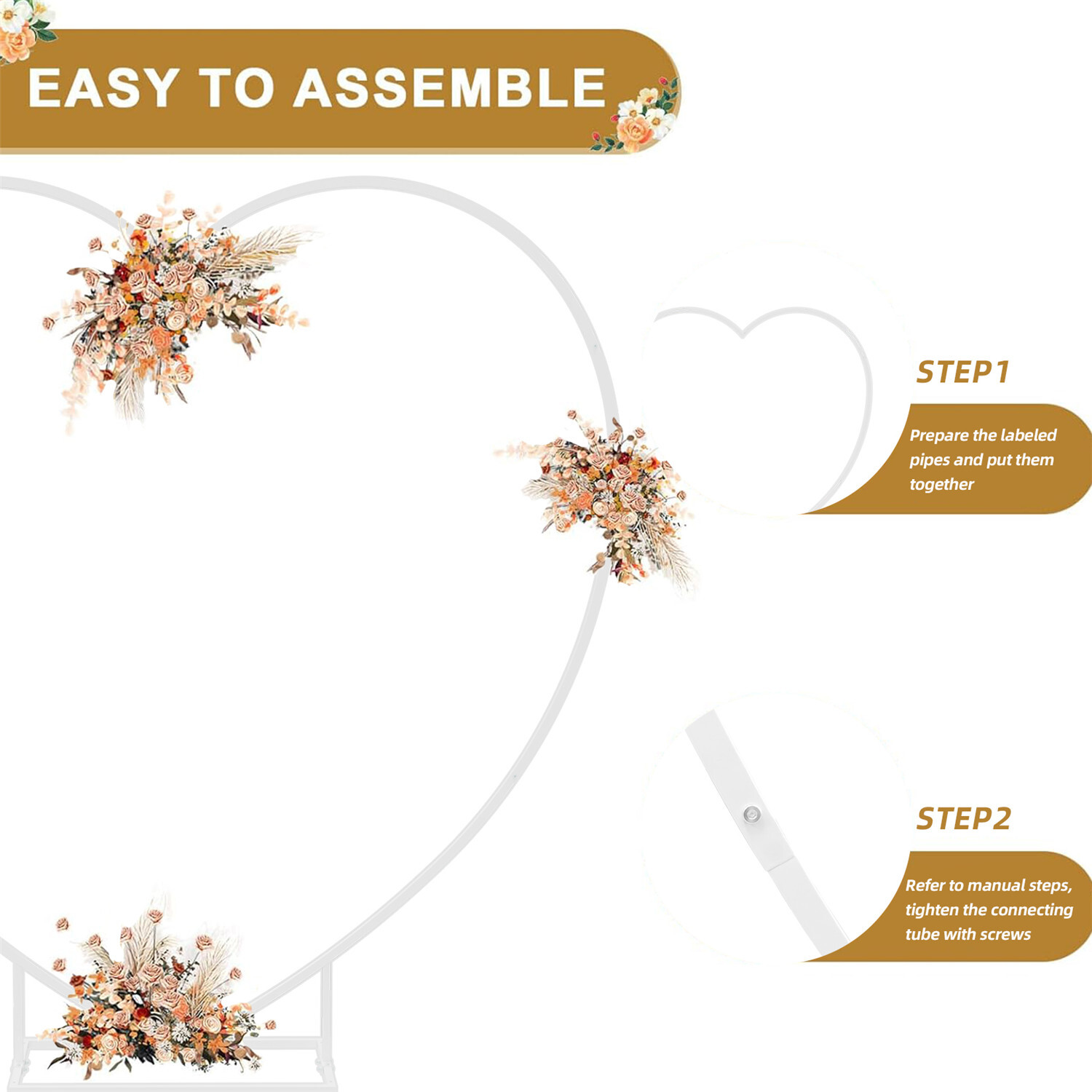 7.2ft Heart Shaped Wedding Metal Balloon Arch Stand Frame Display Kit Ceremony