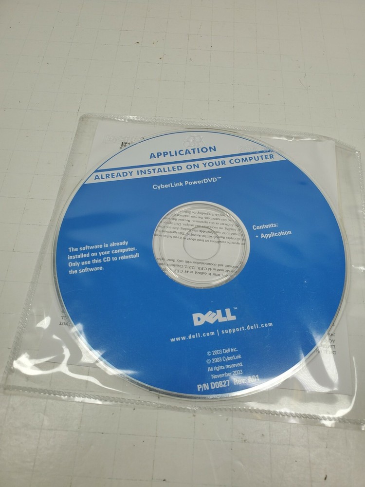 DELL Reinstall disc for cyberlink powerDVD software  2003