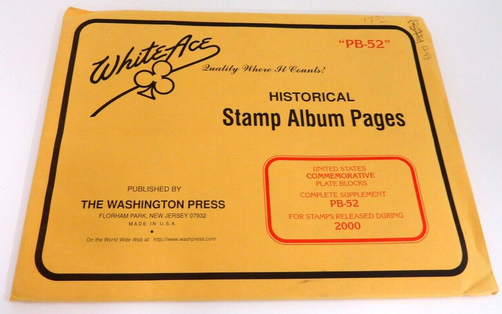 White Ace 2000 U.S. Commemorative Plate Blocks Album Supplement PB-52 NOS
