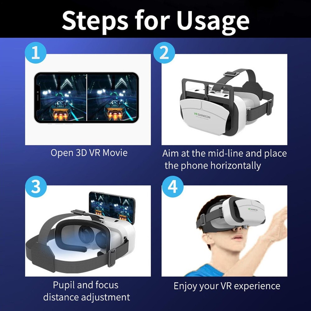 Phone VR Headset Adjustable VR Headset Comfortable VR Goggles/Glasses