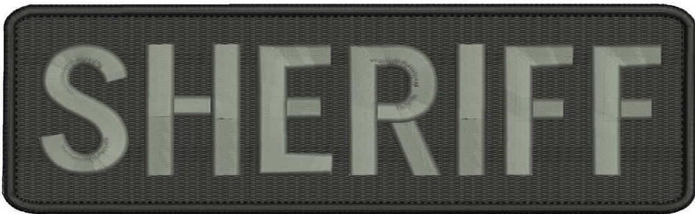 "Sheriff" embroidery patch  3x10 inches hook grey