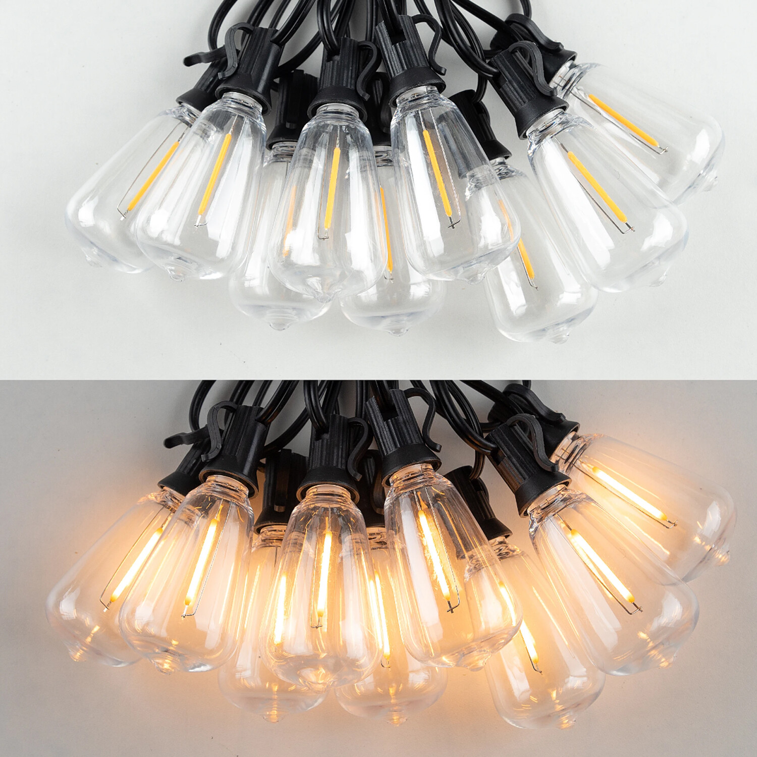 LED Outdoor String Lights, ST38 LED Patio Lights with E12 Edison Vintage Bulbs