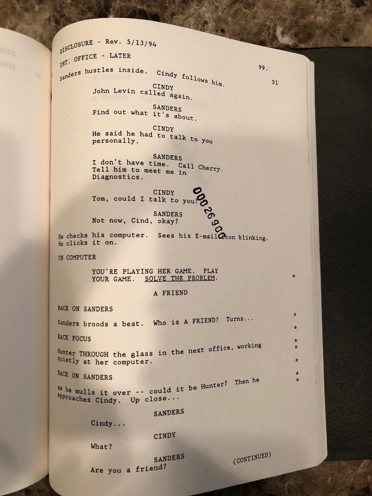 RARE 1994 Disclosure Original Movie Script - Donald Sutherland’s Personal Script