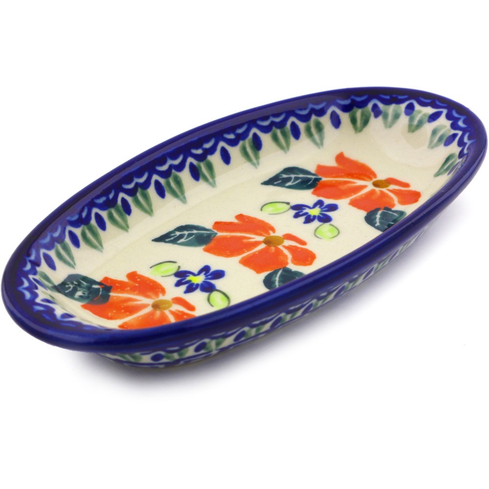 Polish Pottery Condiment Dish 6" Grecian Fields