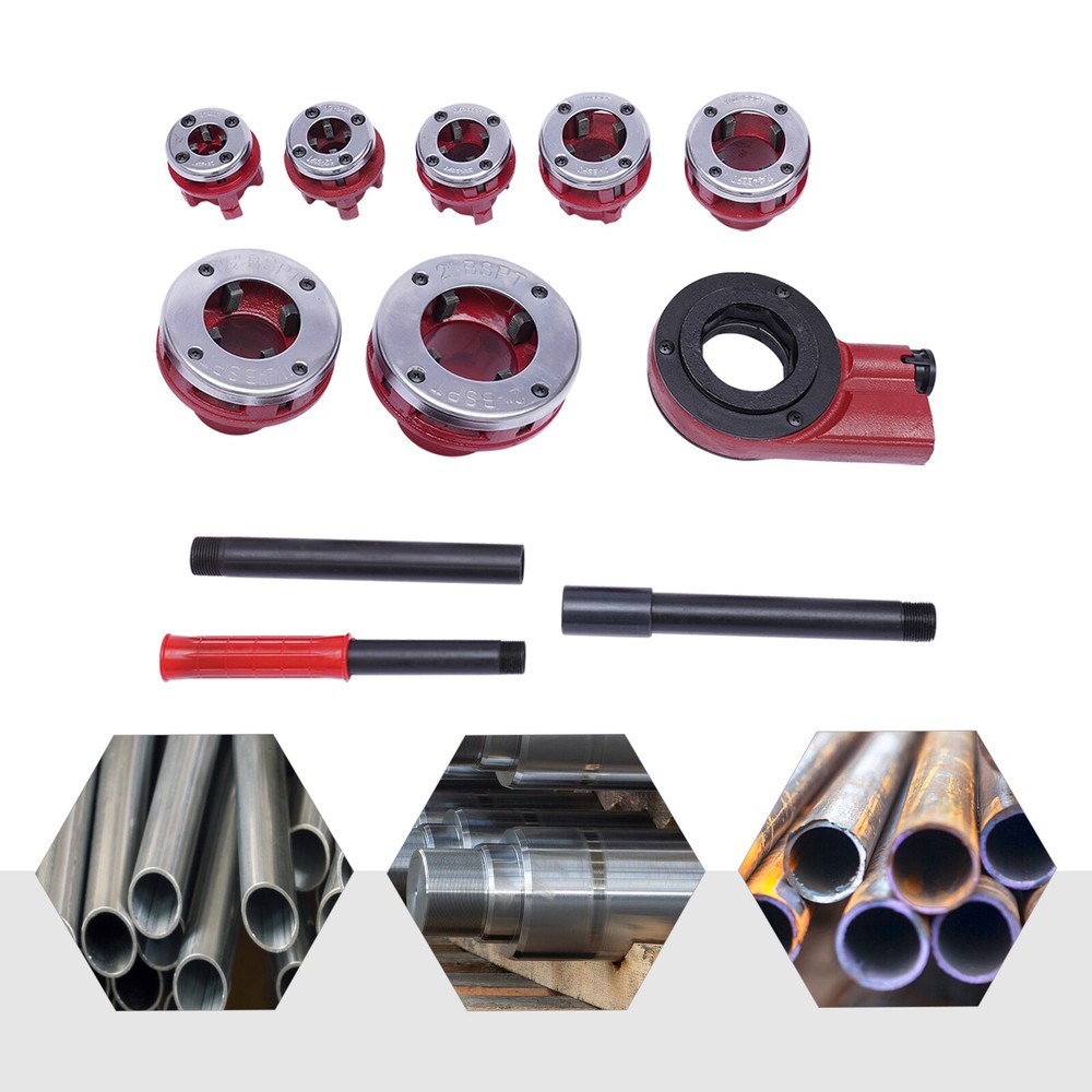 7 Size Pipe Threader Kit Pipe Thread Cutter Tap Bar Head Pipe Die Threading Sets